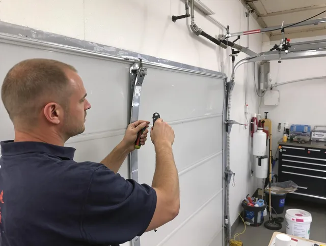 Before and after garage door dent repair by Kent Garage Door Repair in Kent