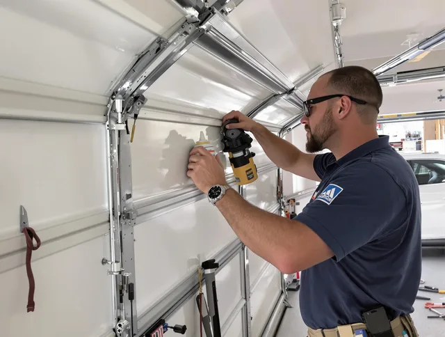 Kent Garage Door Repair technician quieting a noisy garage door in Kent