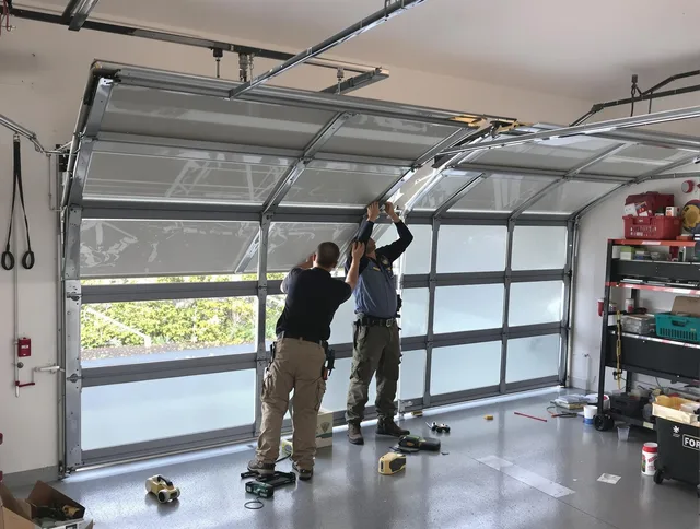 Kent Garage Door Repair expert performing precise panel replacement on Kent garage door